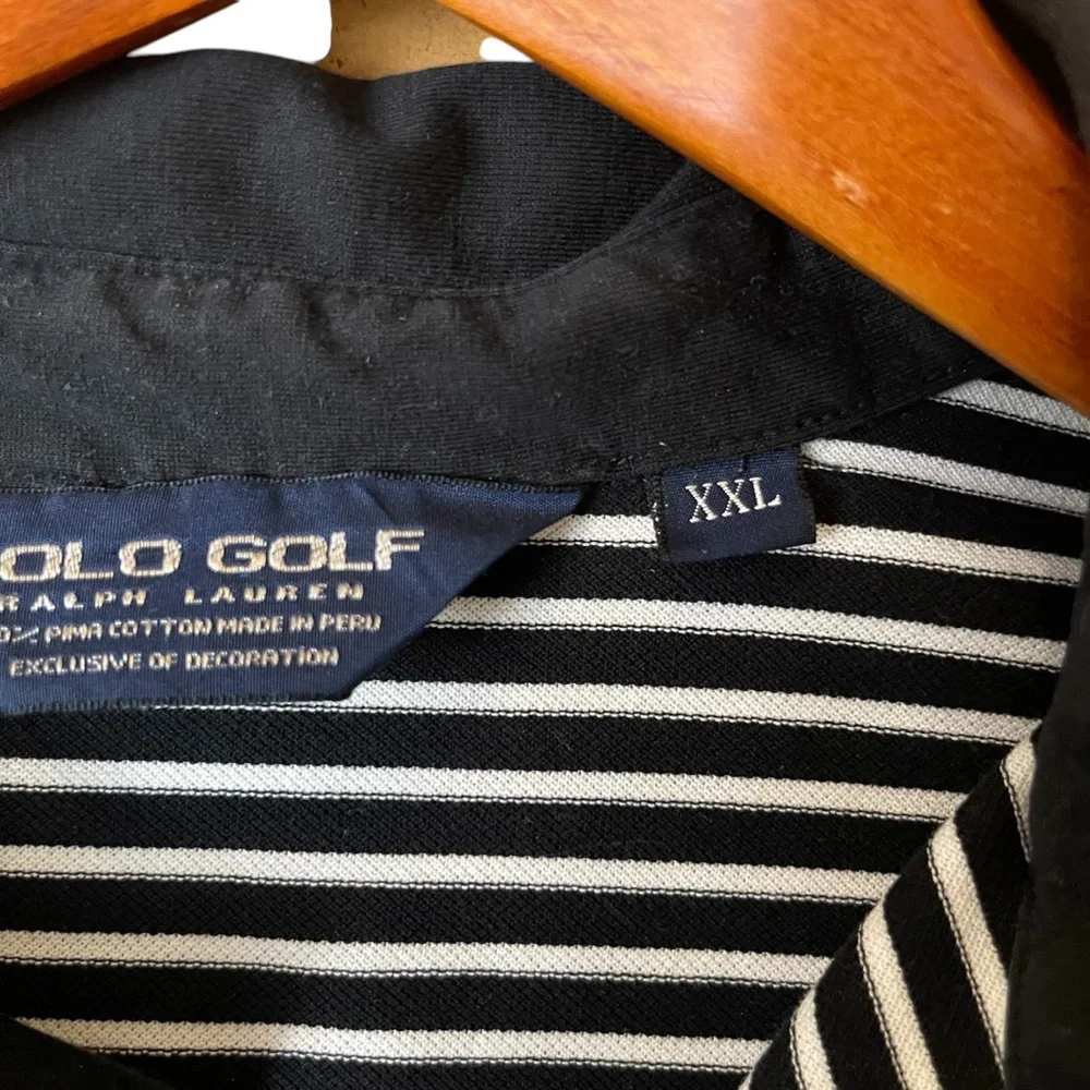 Polo Ralph Lauren Golf Pima Cotton Polo Shirt Black White Striped XXL Big & Tall